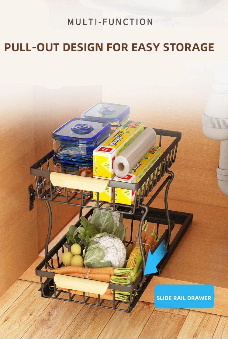 Heavy Duty Metal Pull Out Kitchen Storage Rack
