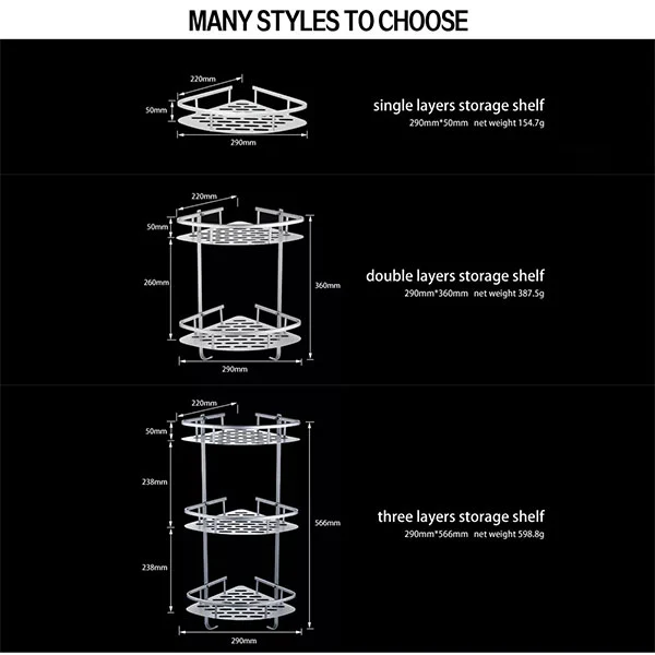 Rustproof Stainless Steel Bathroom Shelf